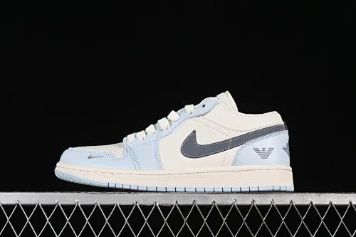 All categories Air Jordan Jordan series basketball shoes Air Jordan 1 Low high-end customized low-top sneakers Air Jordan 1 Low AJ1 Joe 1 Armani joint-ice blue high-end customized low-top retro basketball shoes WG8850-012